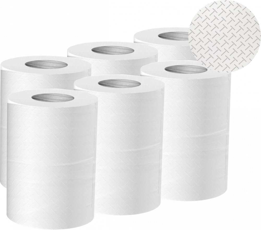 6x Ręcznik papierowy VelvetCARE Professional Mini, 2-warstwowy, 52m, biały