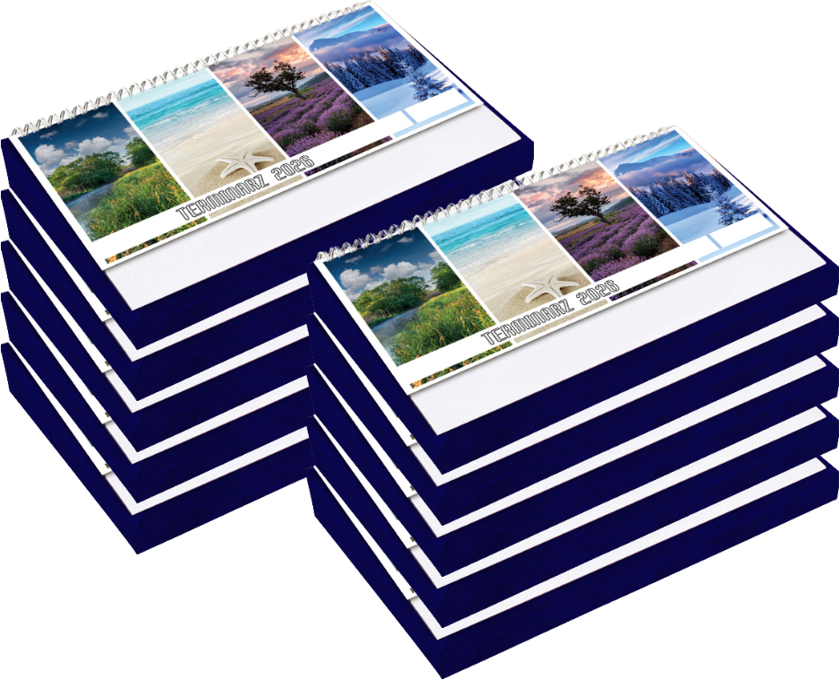 10x Kalendarz 2026 na biurko z piórnikiem Udziałowiec, 195x300mm, tygodniowy, granatowy