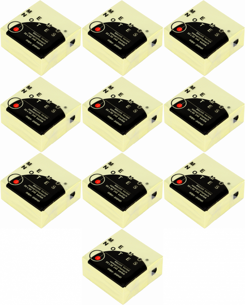 10x Karteczki samoprzylepne Dalpo Memo Notes, mini kostka, 50x50mm, 240 karteczek, żółty