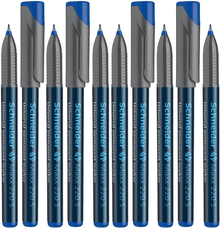 10x Foliopis permanentny Schneider Maxx 220, okrągła, S, 0.4 mm, niebieski