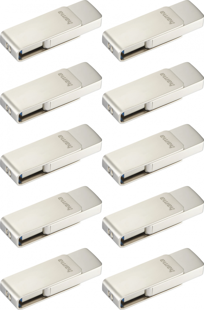 10x Pendrive Hama Rotate Pro, 64GB, obracany, USB 3.0, srebrny