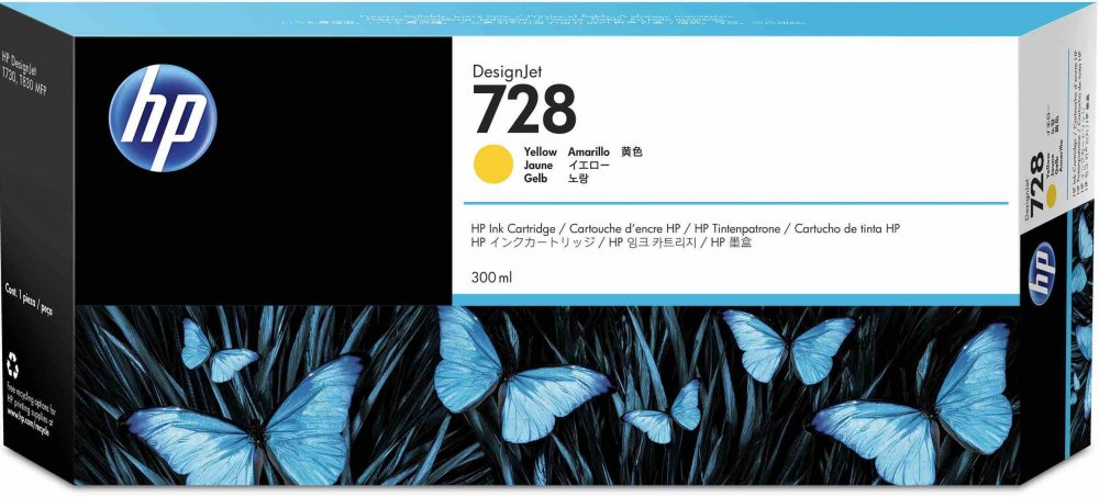 Tusz HP 728 (F9K15A), 300ml, yellow (żółty)