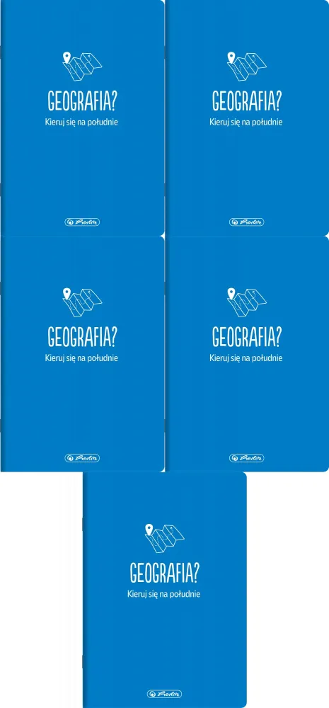 5x Zeszyt przedmiotowy w kratkę Herlitz Geografia, A5, miękka oprawa, 60 kartek, niebieski