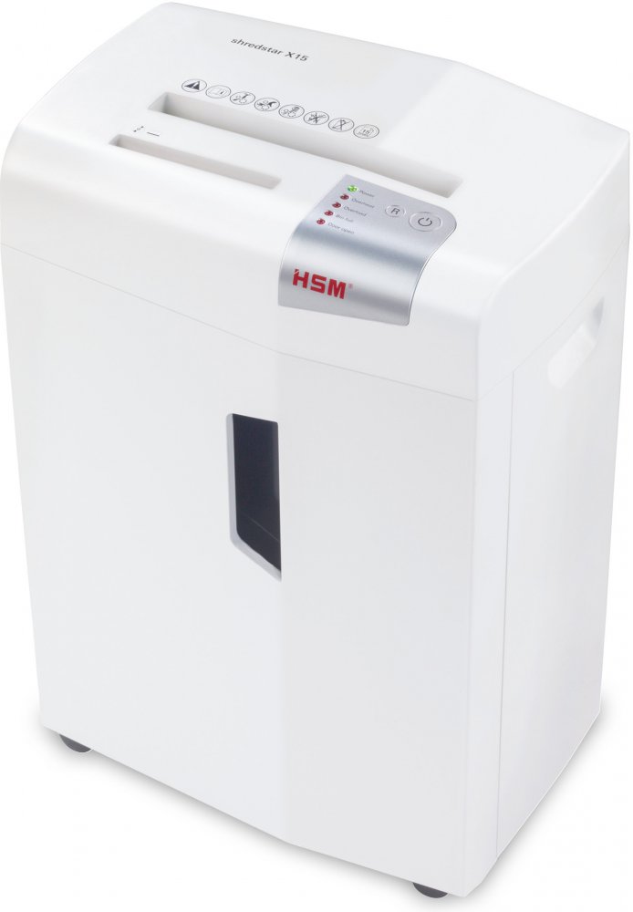 Niszczarka do papieru HSM Shredstar X15, ścinek 4x37mm, 15 kartek, P-4/O-1/T-2/E-2/F-1 DIN, biały