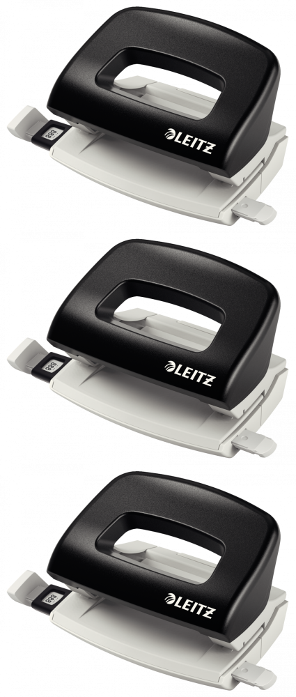 3x Dziurkacz mały Leitz 5058, do 10 kartek, czarny