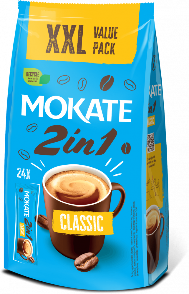 Kawa rozpuszczalna w saszetkach Mokate 2w1 Classic XXL, 24 sztuki x 8g