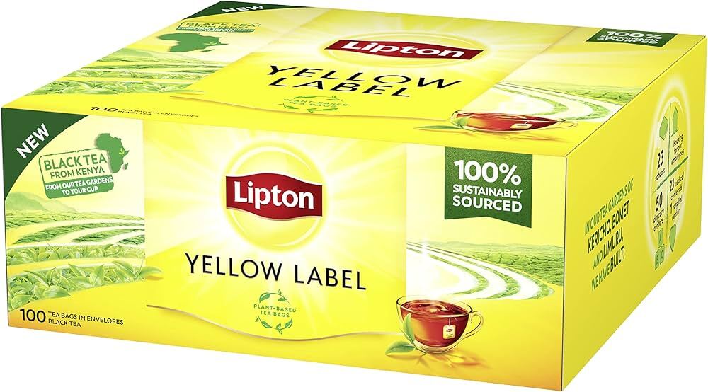 Herbata czarna w kopertach Lipton Yellow Label, 100 sztuk x 2g