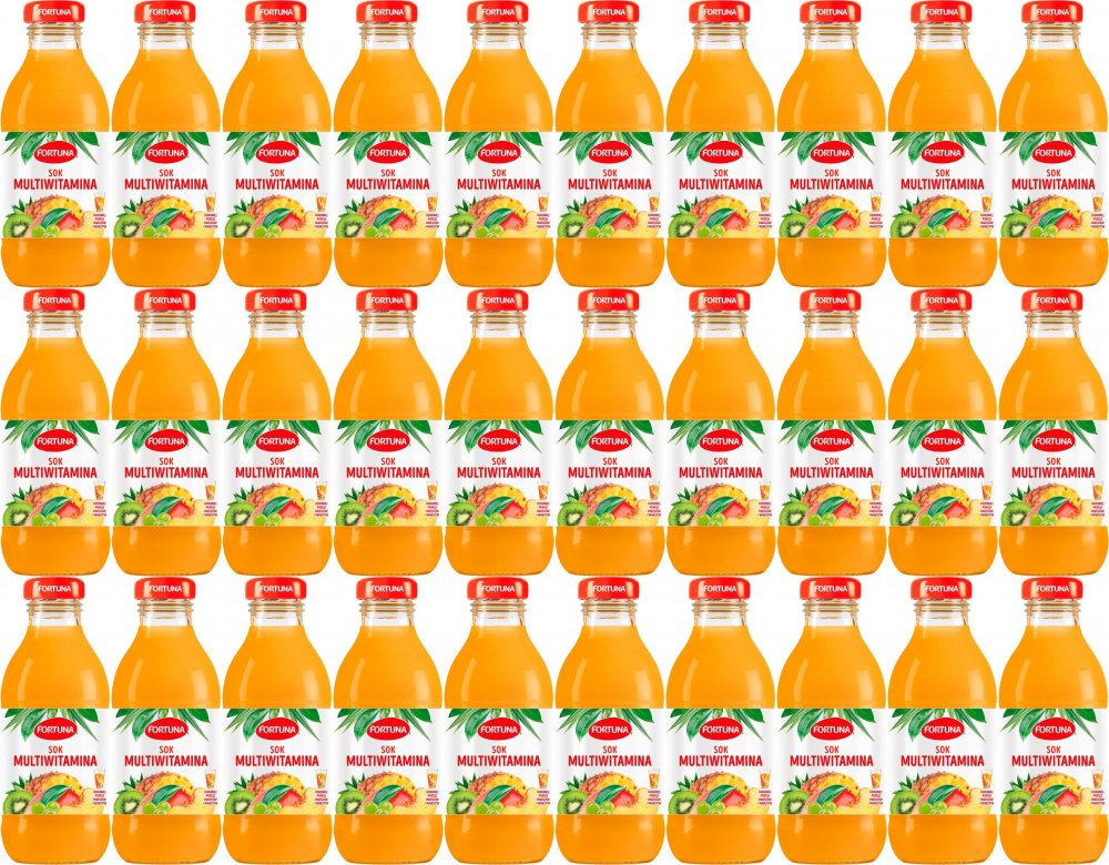 30x Sok multiwitamina Fortuna, butelka szklana, 0.3l