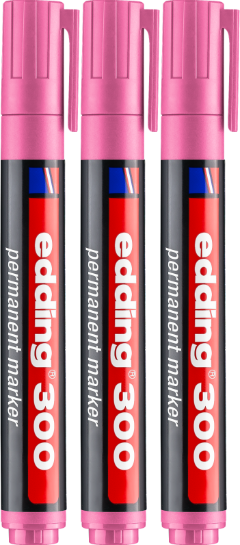 3x Marker permanentny edding 300, okrągła, 1.5-3mm, różowy