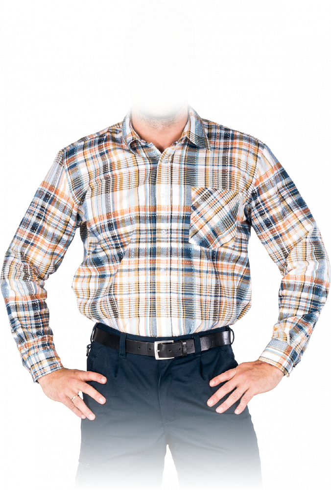 Koszula flanelowa w kratę Reis KF-GBEP, gramatura 120g, rozmiar M, granatowo-pomarańczowy