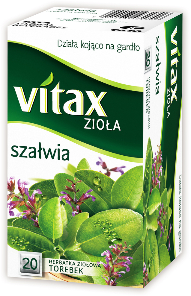 Herbata ziołowa w torebkach Vitax, szałwia, 20 sztuk x 1.2g