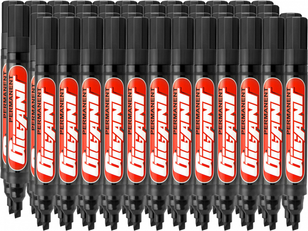 48x Marker permanentny Kamet, Gigant, ścięta, 5.5mm czarny
