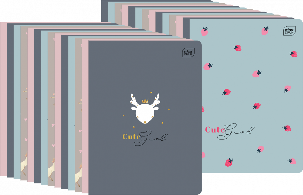 20x Zeszyt w kratkę Interdruk UV Girls, A5, 16 kartek, mix wzorów