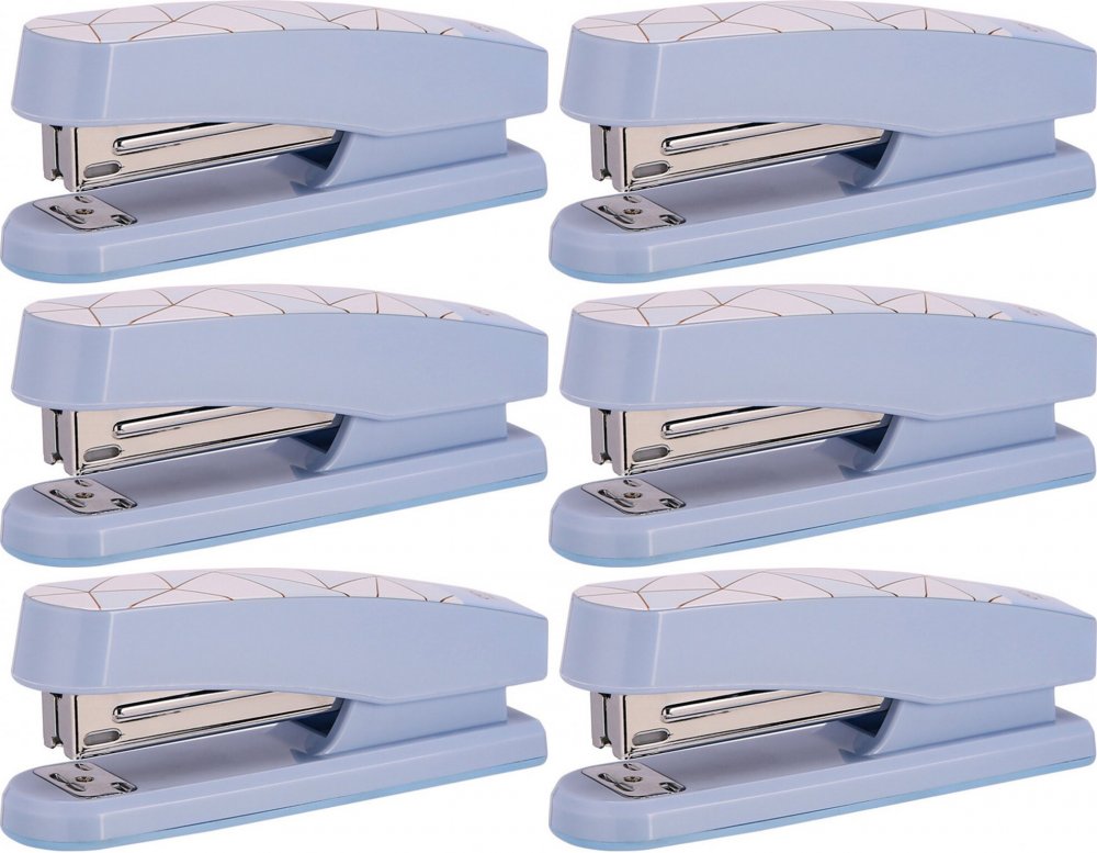 6x Zszywacz Deli Macaron, do 25 kartek, niebieski