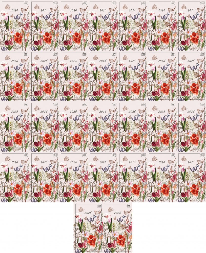 40x Kalendarz kieszonkowy 2026, Interduk, 9x15.5cm, tygodniowy, mix wzorów