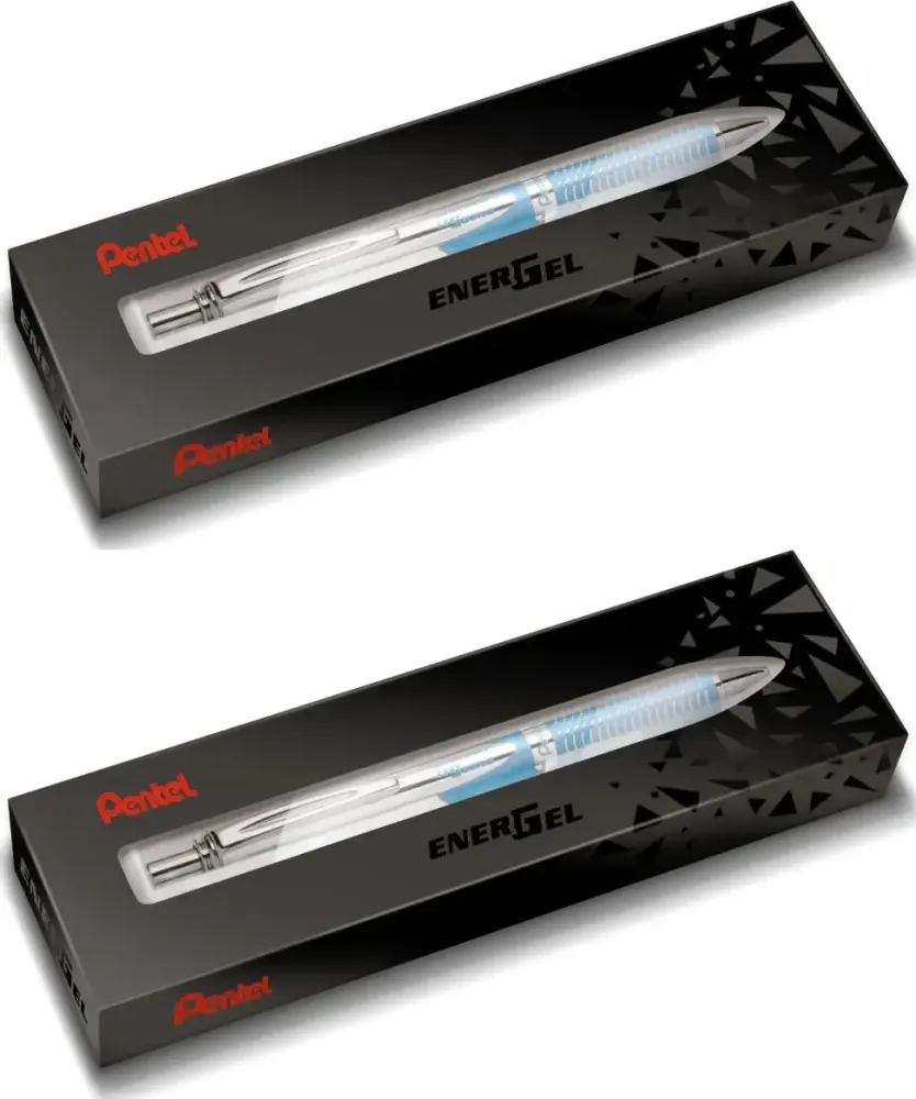 2x Pióro kulkowe Pentel EnerGel BL407, 0.7mm, w etui, niebieski, obudowa jasnoniebieska