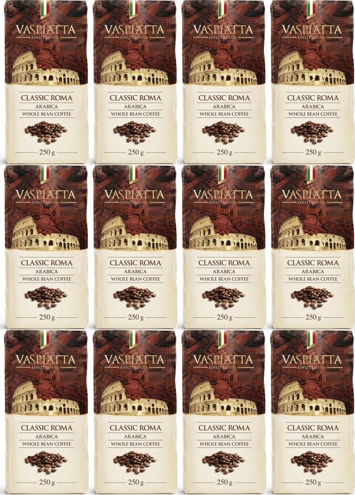 12x Kawa ziarnista Vaspiatta Classic Roma, 250g