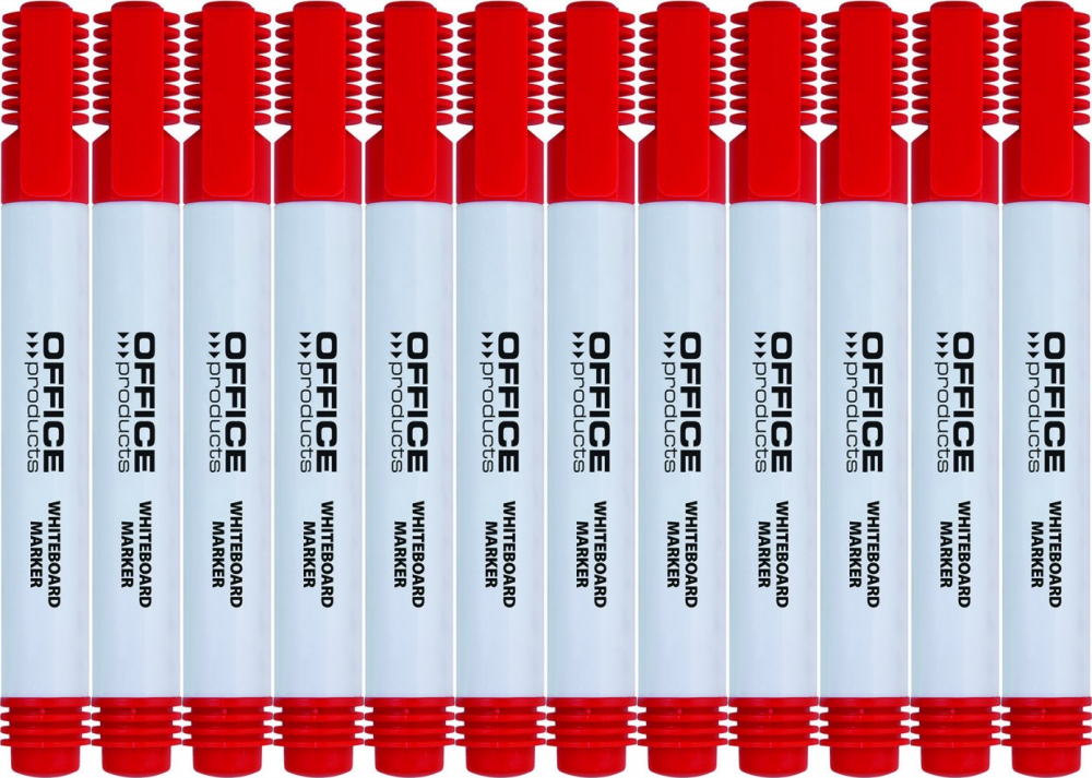 12x Marker suchościeralny Office Products, okrągła, 1-3mm, czerwony