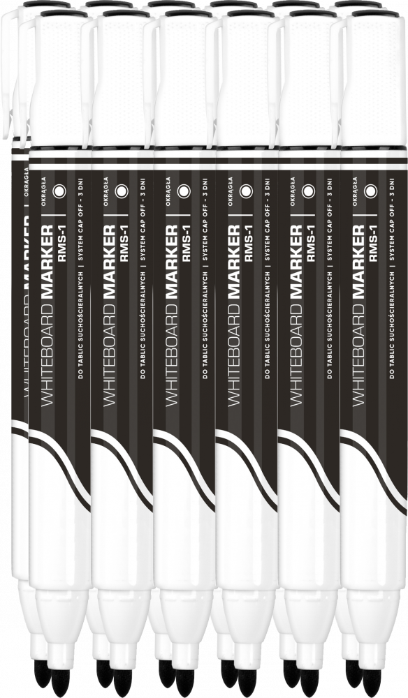 12x Marker suchościeralny Rystor RMS-1, okrągła, 4mm, czarny