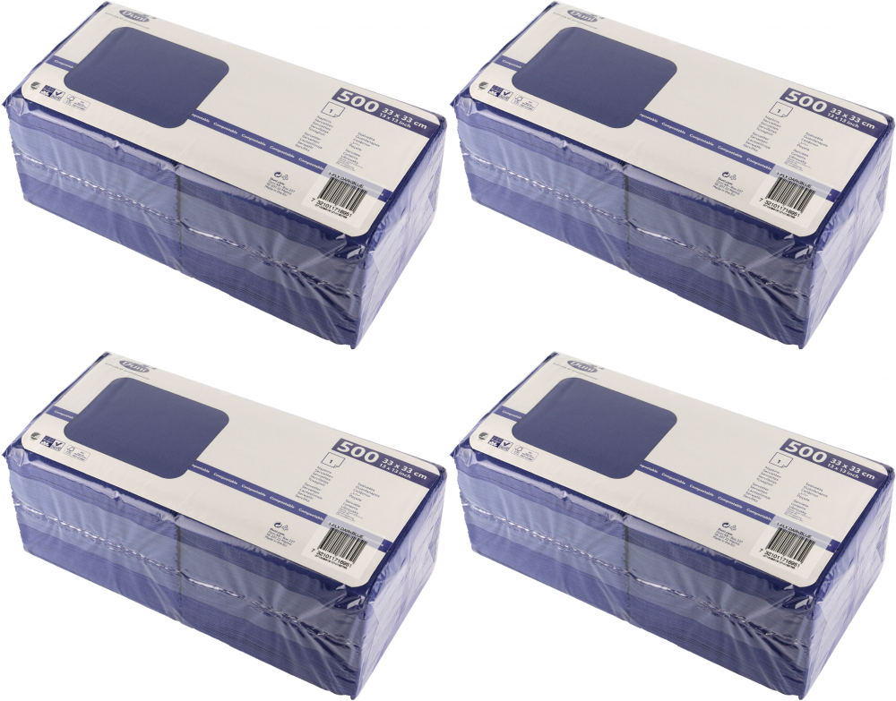 4x Serwetki bibułkowe Duni, 33x33cm, 1-warstwowe, 500 sztuk, granatowy