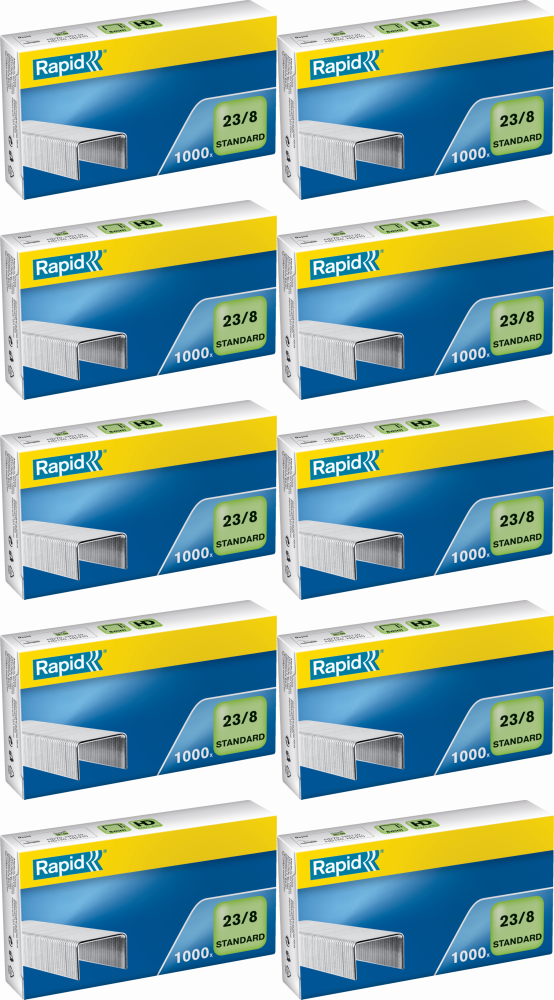 10x Zszywki Rapid Standard, 23/8 1M, 1000 sztuk, srebrny