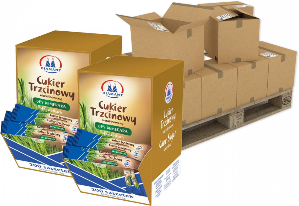 288x Cukier trzcinowy Diamant, w saszetkach, 200 sztuk, 200x5g