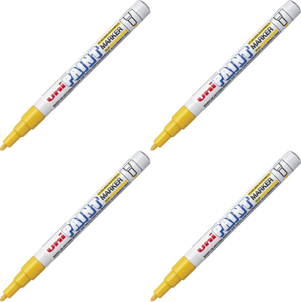 4x Marker olejowy Uni PX-21, okrągła, 1.2 mm, żółty