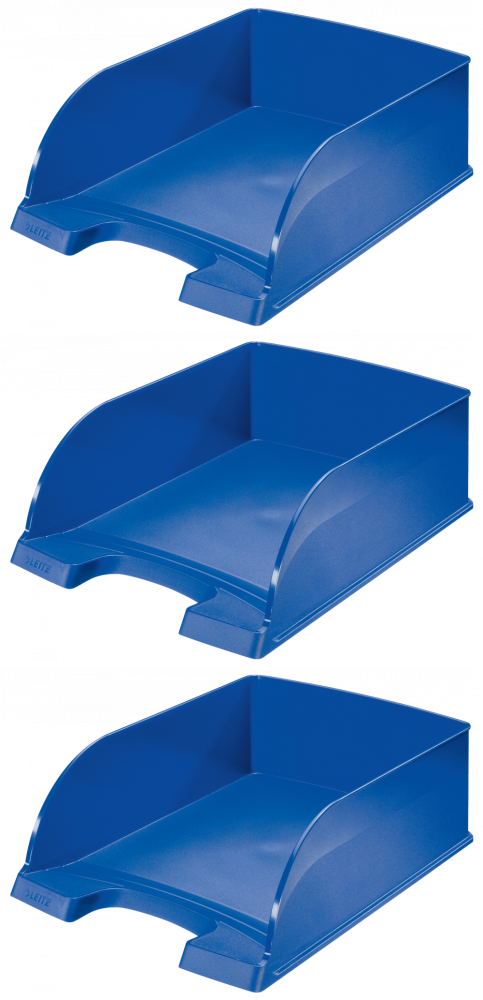 3x Półka na dokumenty Leitz Plus Jumbo, A4, plastikowa, niebieski