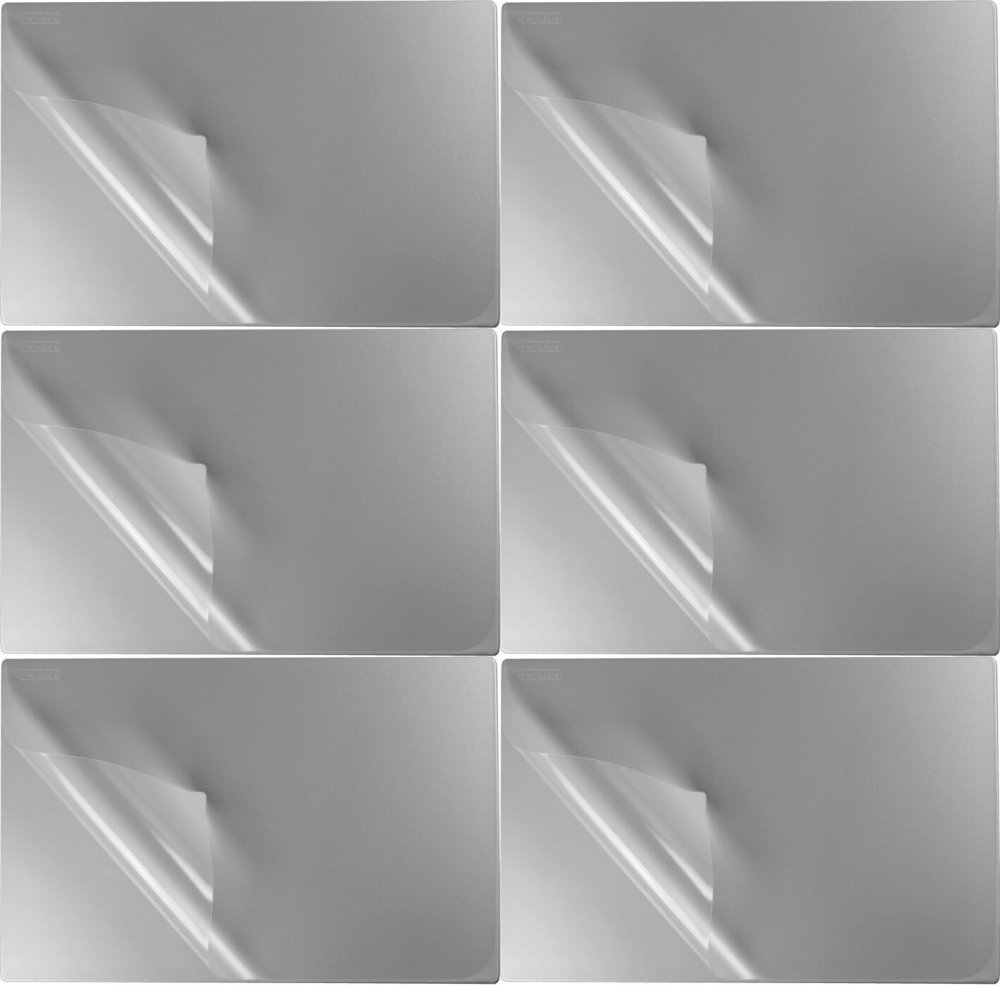 6x Podkład na biurko Biurfol, 380x580mm, z folią, srebrny