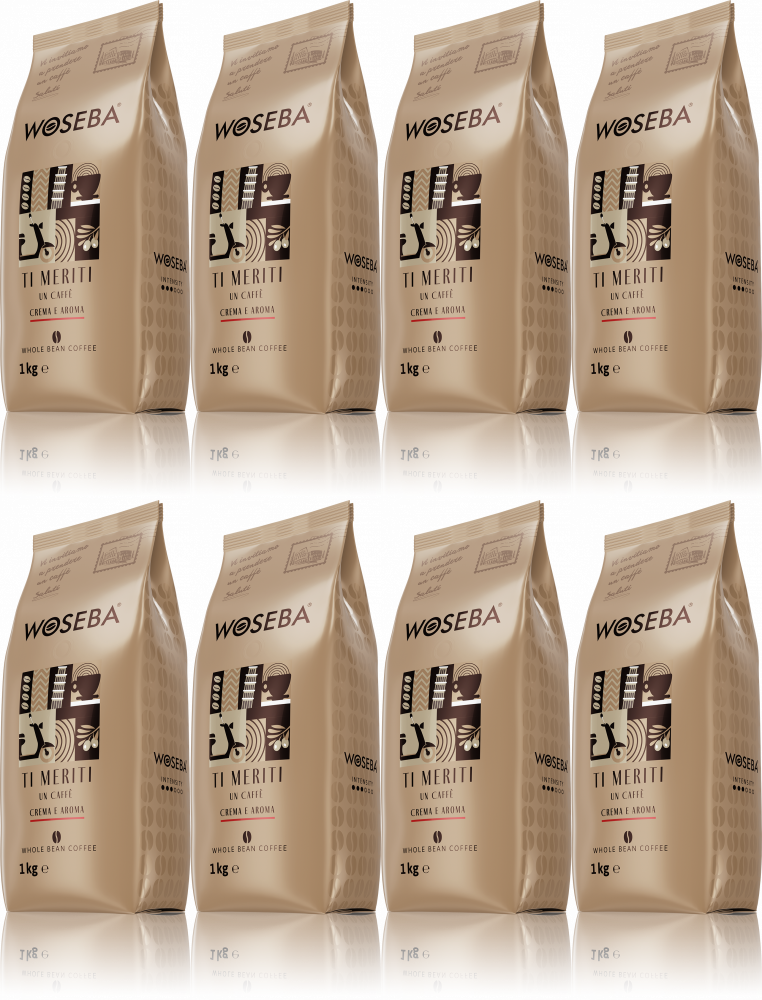8x Kawa ziarnista Woseba Ti Meriti Crema E Aroma, 1kg