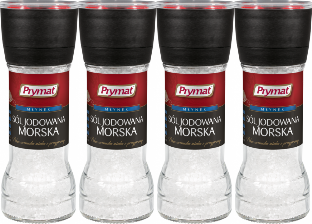 4x Sól morska gruboziarnista Prymat, w młynku, 110g