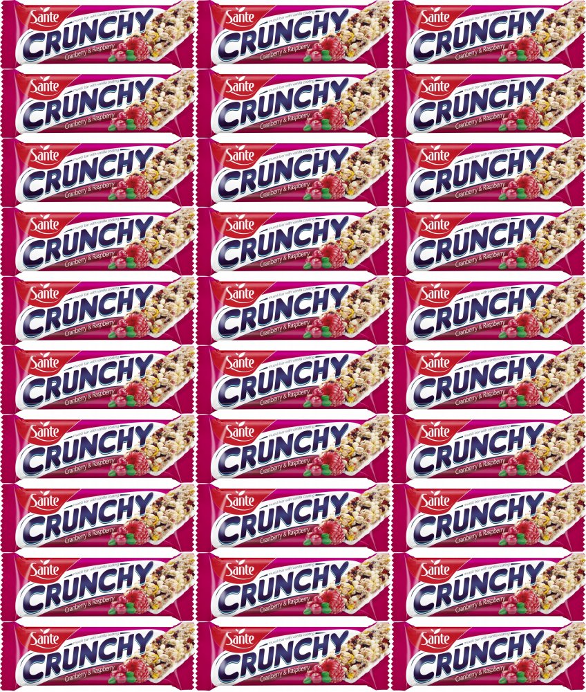 50x Baton Crunchy Sante, żurawina i malina w polewie waniliowej, 40g