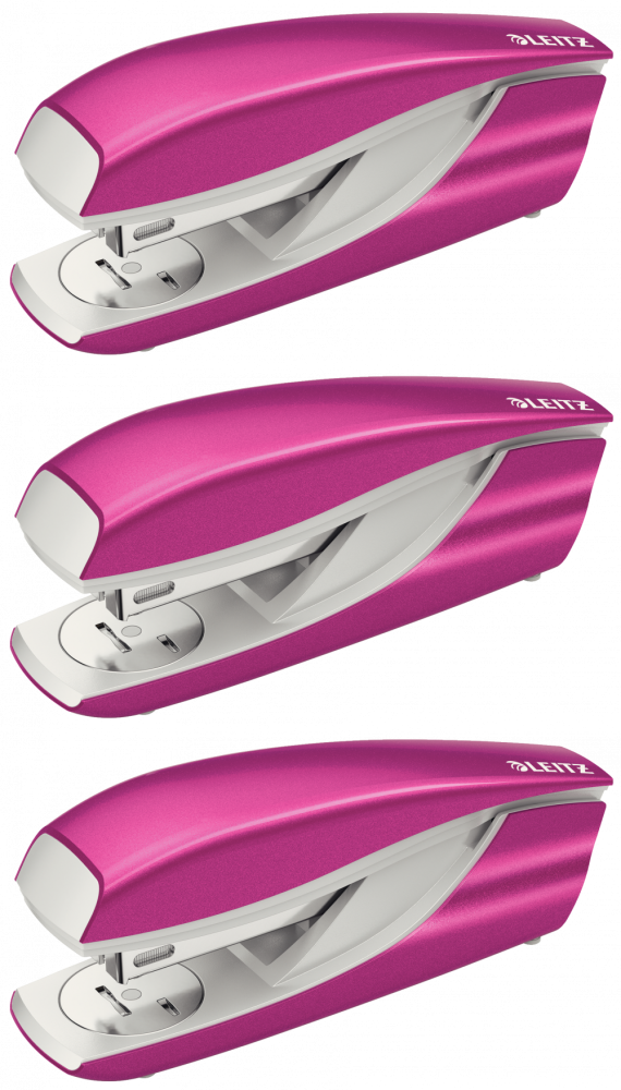 3x Zszywacz Leitz NeXXt Series, do 30 kartek, metaliczny różowy