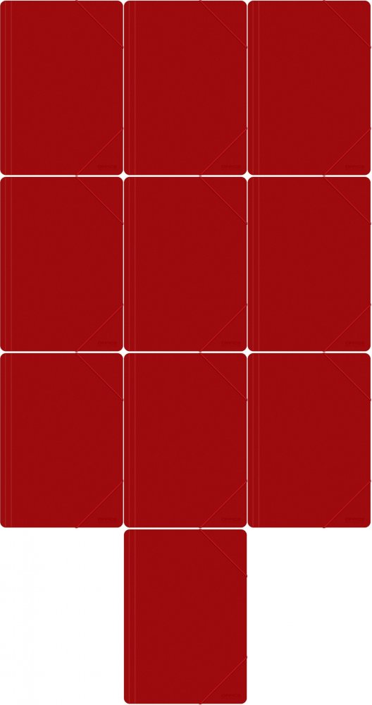 10x Teczka plastikowa z gumką Office Products, A4, 3-skrzydłowa, 500μm, czerwony