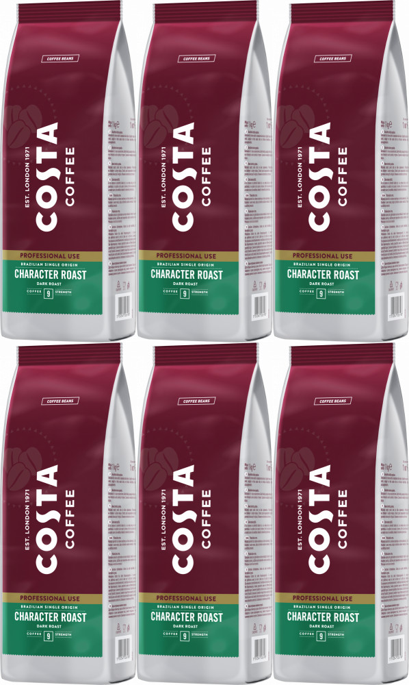 6x Kawa ziarnista Costa Professional Brazilian Blend, 100% Arabika, 1kg