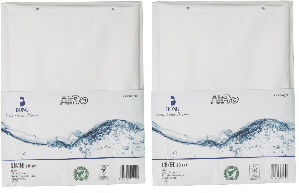 2x koperta bąbelkowa Bong AirPro, H18, 290x370mm, 10 sztuk, biały