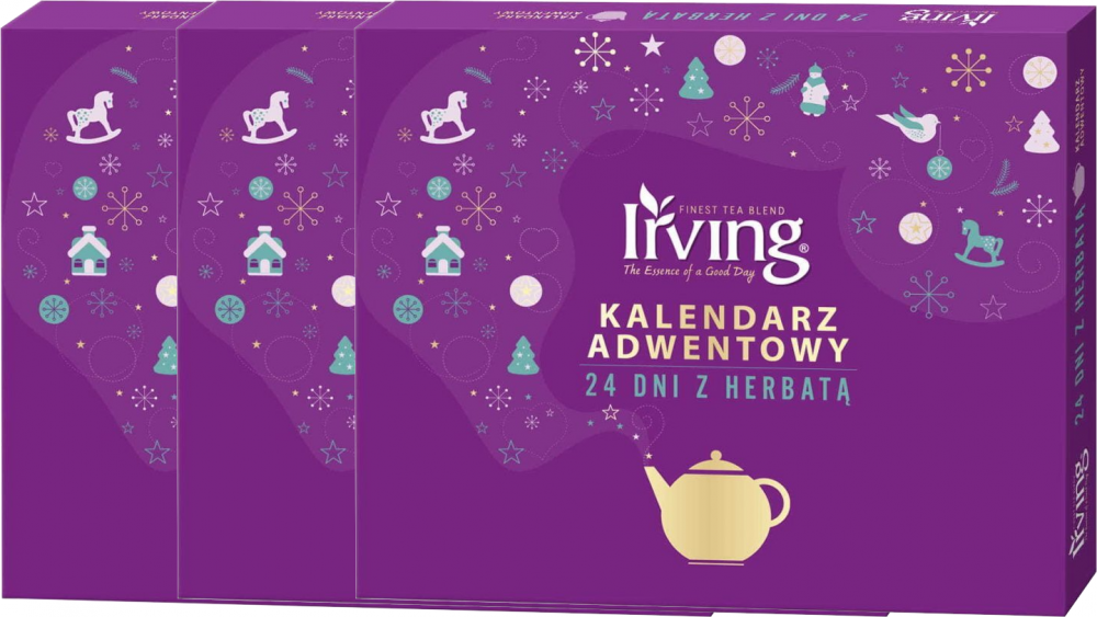 3x Kalendarz adwentowy, zestaw herbat w kopertach Irving, 24 smaki, 24 sztuk