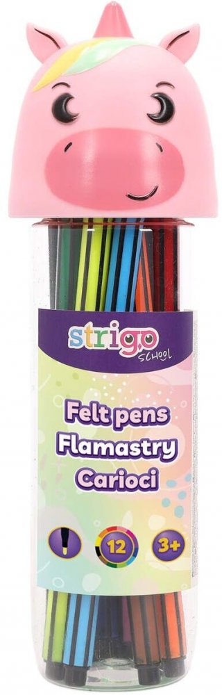 Flamastry Strigo Unicorn SSC480, 12 sztuk, mix kolorów