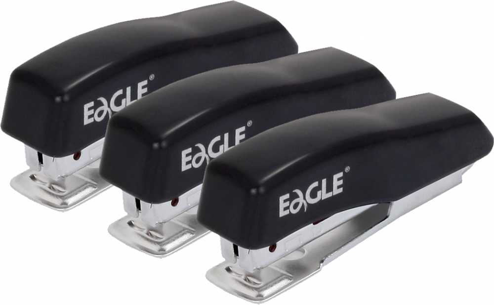 3x Zszywacz Eagle 1011A, do 8 kartek, czarny