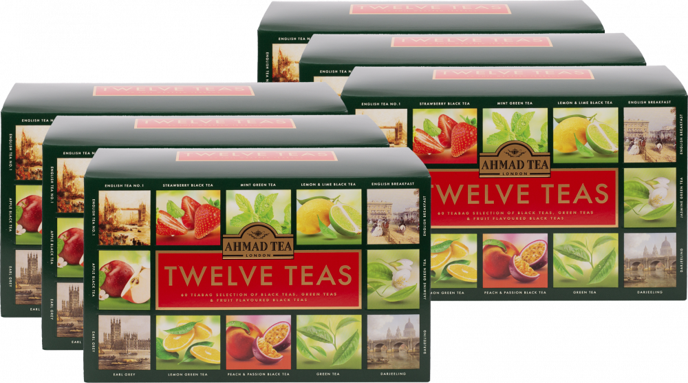 6x Zestaw herbat w kopertach Ahmad Tea Twelve Teas, 12 smaków, 60 sztuk x 2g