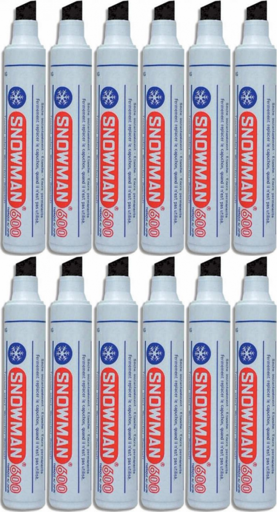 12x Marker permanentny Snowman Jumbo 600, ścięta, czarny