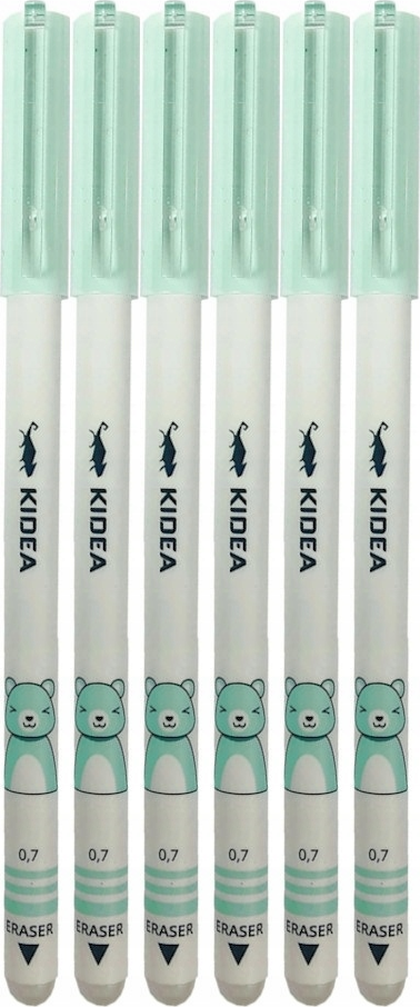 6x Długopis wymazywalny Kidea A, 0.7mm, tusz kolor niebeski, obudowa mix kolorów