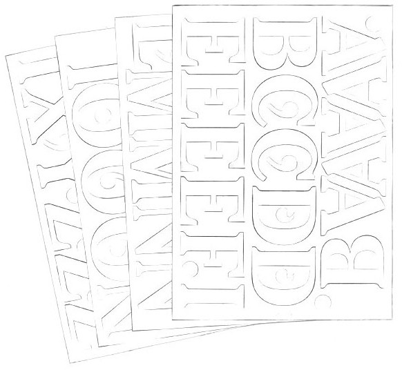 Litery samoprzylepne, 5 cm, A-Z na 4 ark., biały