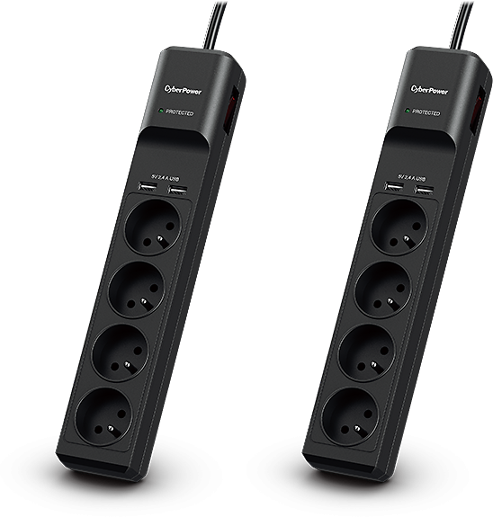 2x Listwa przeciwprzepięciowa CyberPower, 1.8m, 4 gniazda + 2x port USB-A, czarny