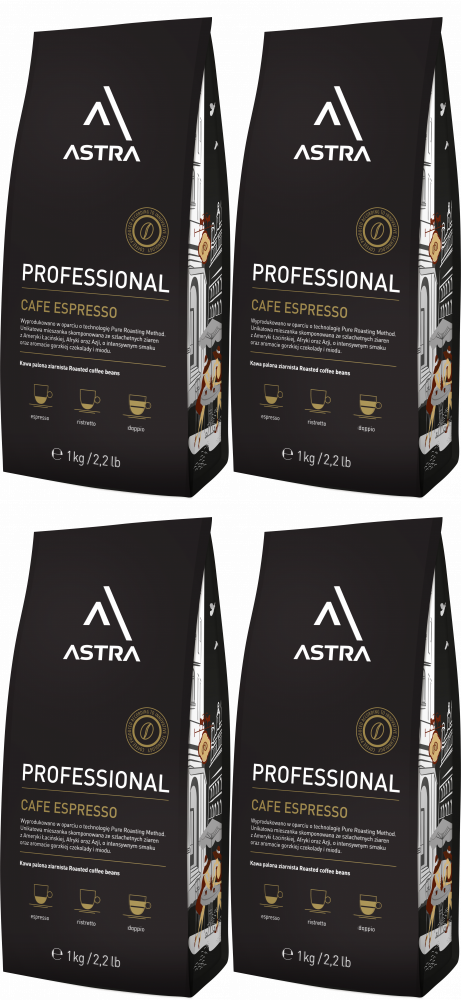 4x Kawa ziarnista Astra Professional Espresso, 1kg