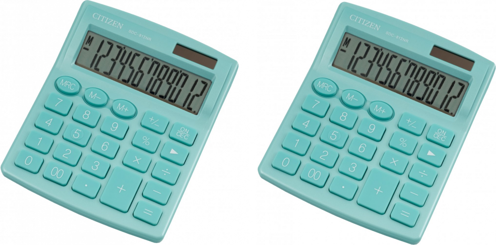 2x Kalkulator biurowy Citizen SDC-812, 12 cyfr, zielony