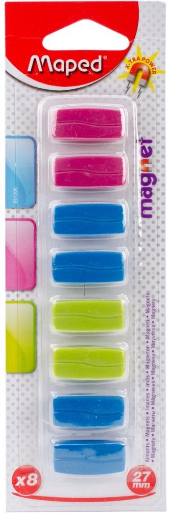 Magnesy prostokątne Maped, 27mm, 8 sztuk, mix kolorów