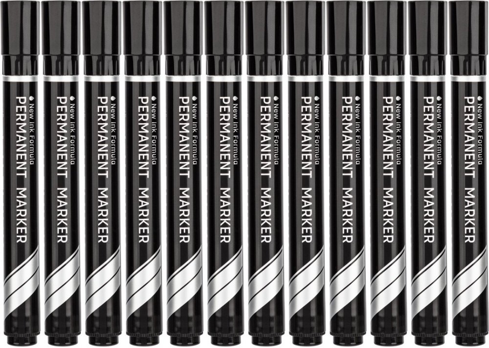 12x Marker permanentny Deli Think U101, ścięta, 1.5-5mm, czarny