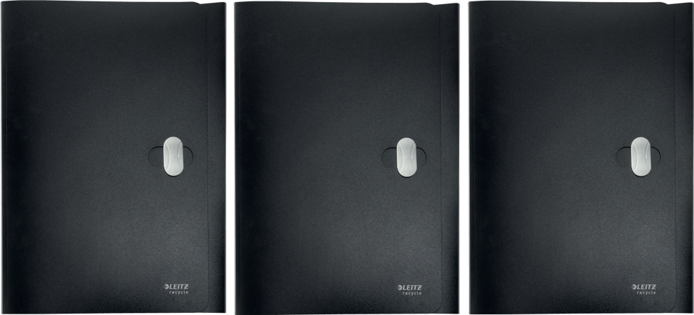 3x Teczka Leitz Recycle, A4, 11mm, na klips, czarny