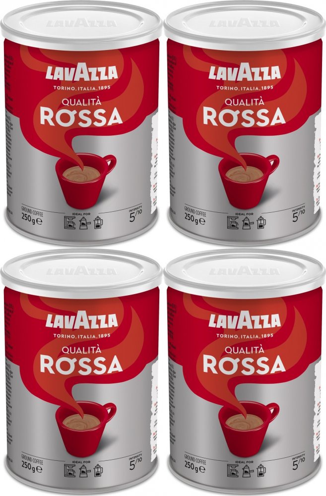 4x Kawa mielona Lavazza Qualita Rossa, puszka, 250g